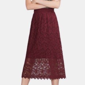 ZARA Burgundy Lace Pleated Skirt